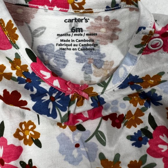Flowered Long Sleeve Romper Bodysuit Carter's Sz 6M. NWT One Piece - Picture 3 of 5